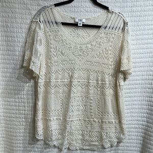 Cato Cream Plus Size Short Sleeve Top 18/20W